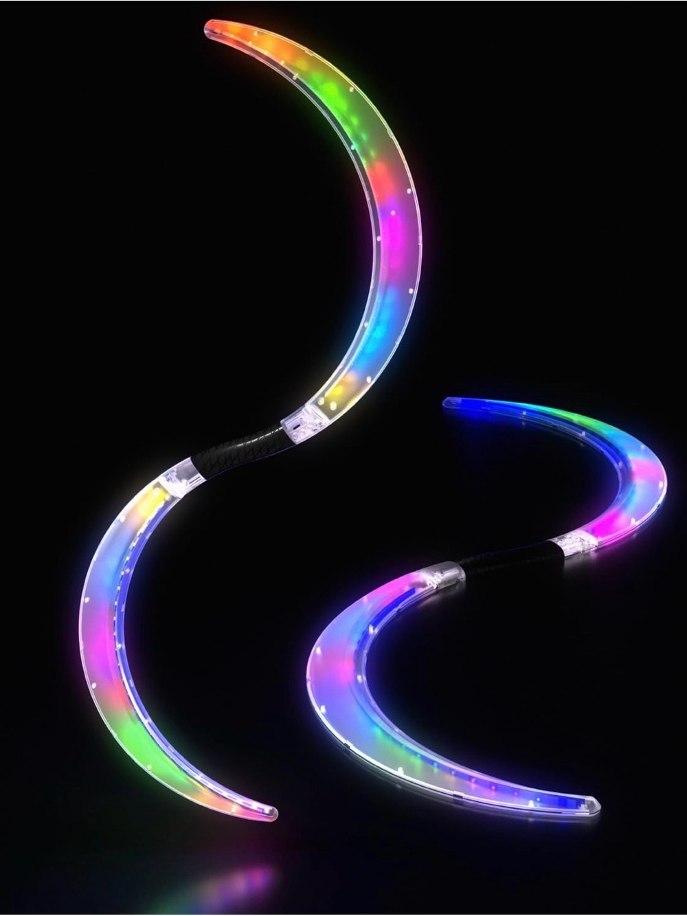 LED S-Shape Staff for Poi Dancers, 241 Light Modes USB Rechargeable